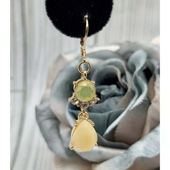 Anne Klein Gold Tone Rhinestone Beaded Collar Necklace & Dangle Earrings Set 19" - Picture 9 of 12